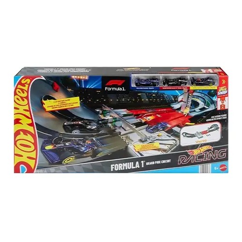 Mattel Hot Wheels Race Formula 1 Grand Prix Circuit Track Set With 3 1:64 Scale Die-Cast Toy Cars Mattel Hot Wheels Race Formula 1 Grand Prix Circuit Track Set With 3 1:64 Scale Die-Cast Toy Cars